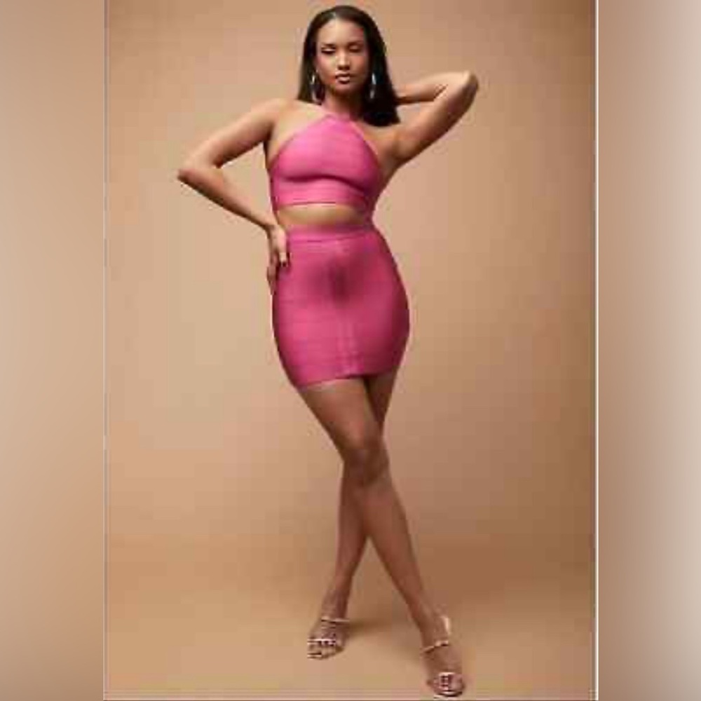 HERVE LEGER X FOREVER 21 *Limited Edition* Halter Crop Top in Pink medium NWT